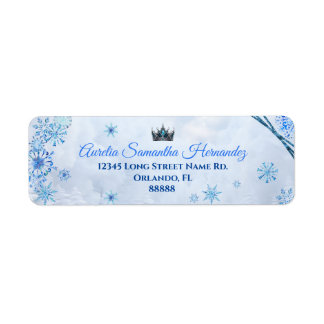 Étiquette Winter Wonderland Quinceañera Adresse de retour