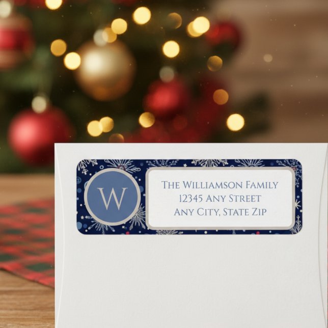 Étiquette Winter Wonderland Snowflake return address (Holiday return address label
)