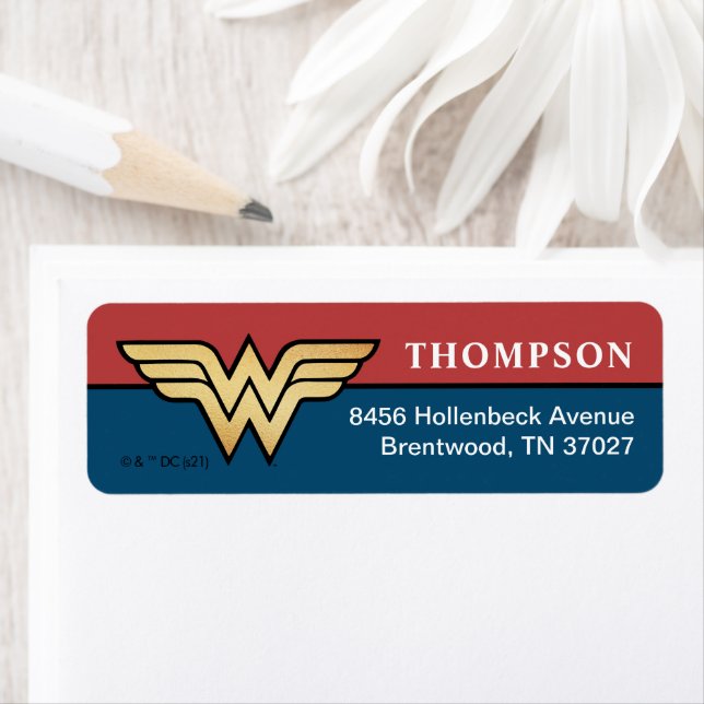 Étiquette Wonder Woman Golden Logo (En situation)