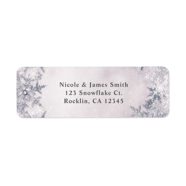 Étiquette Wonderland Snowflakes White Sparkle Elegant (Devant)