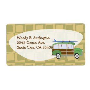 Étiquette Woodie Wagon Fifties Surf Cartoon Fun