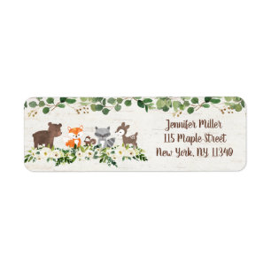 Étiquette Woodland Animal Floral Adresse