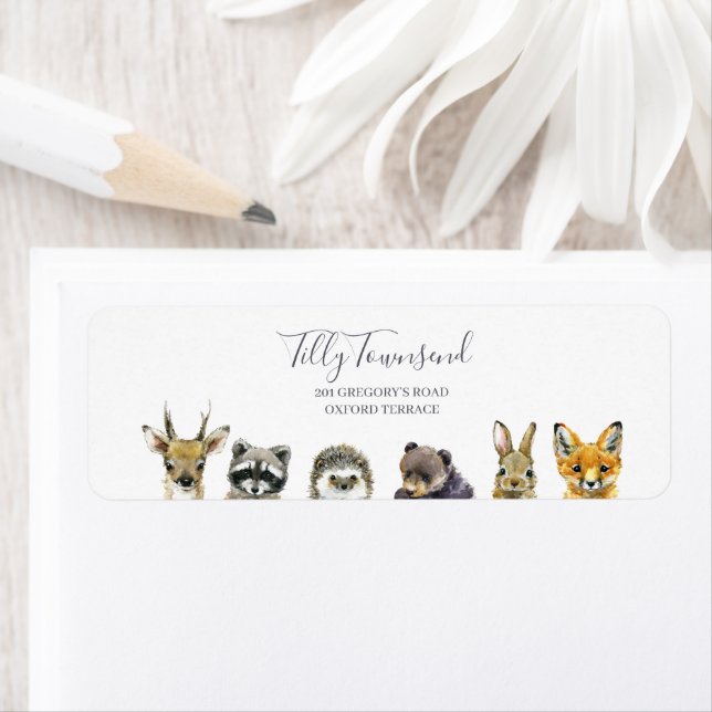 Étiquette Woodland Animaux Baby shower Adresse (En situation)