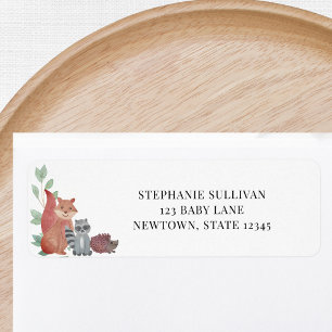 Étiquette Woodland Animaux Baby shower Adresse de retour