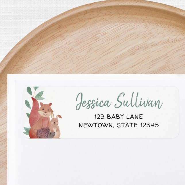 Étiquette Woodland Animaux Baby shower Adresse de retour (Créateur téléchargé)