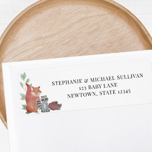 Étiquette Woodland Animaux Baby shower Adresse de retour