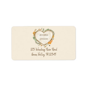 Étiquette Woodland Cottagecore Wooden Heart Adresse de retou