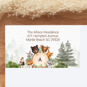 Étiquette Woodland Forest Animaux Baby shower Adresse de ret