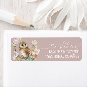 Étiquette Woodland owl spring floral girl Baby Shower