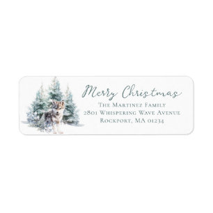 Étiquette Woodland Pine Forest Wolf Retourner l'adresse
