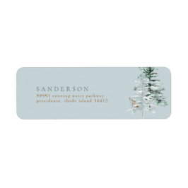 Étiquette Woodland Trees Deer Sea Glass Adresse de retour