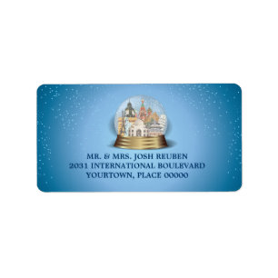 Étiquette World Travel Snow Globe Adresse de retour