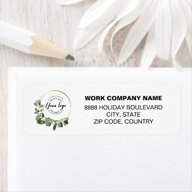 Étiquette Wreath vert Noël logo personnalisé (En situation)