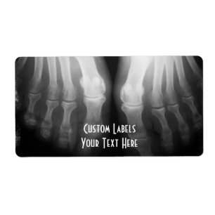 Étiquette X-Ray Pieds humains Skeleton Bones noir et blanc