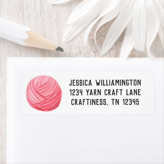 Étiquette Yarn Watercolor Pink Craft Business (En situation)