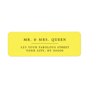 Étiquette Yellow Elegant Classique Simple Adresse de retour