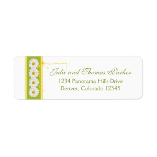 Étiquette Yellow Green Daisy Ribbon Mariage Adresse de retou