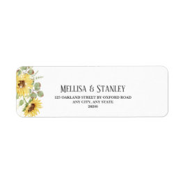 Étiquette Yellow Sunflower Eucalyptus Mariage Adresse de ret