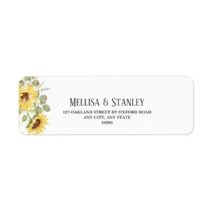 Étiquette Yellow Sunflower Eucalyptus Mariage Adresse de ret