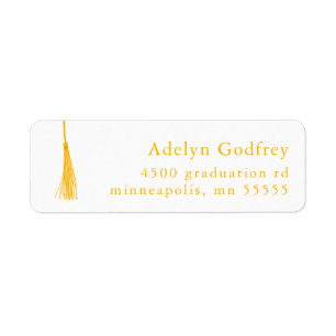 Étiquette Yellow Tassel Graduation Adresse de retour