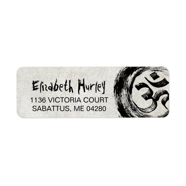 Étiquette YOGA Méditation Instructeur Calligraphie OM ZEN SI (Devant)