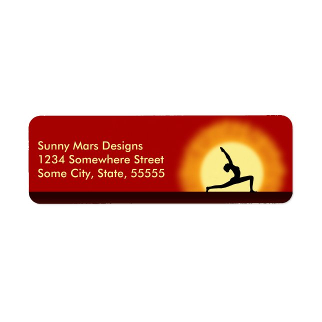 Étiquette Yoga Sunrise Pose Silhouette Retour Adresse Étique (Devant)
