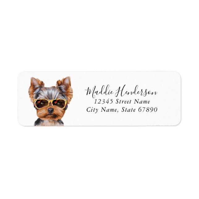 Étiquette Yorkshire Terrier Dog Adresse de retour Label (Devant)