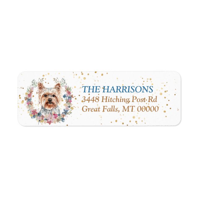 Étiquette Yorkshire Terrier Dog Fleurs de printemps de chien (Devant)