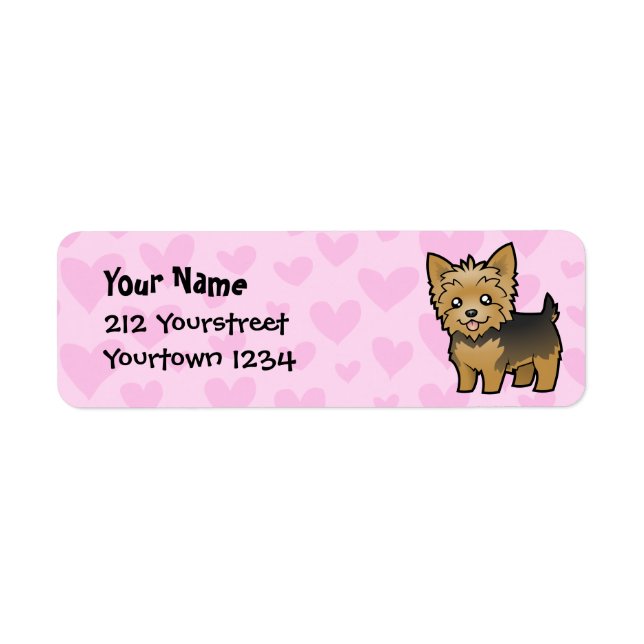 Étiquette Yorkshire Terrier Love (cheveux courts sans arc) (Devant)