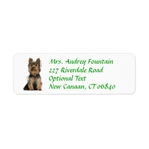 Étiquette Yorkshire Terrier Puppy Return Adresse Label