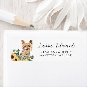 Étiquette Yorkshire Terrier Sunflower Eucalyptus Adresse