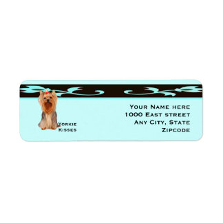 Étiquette Yorkshire Terrier, Turquoise & Black Design