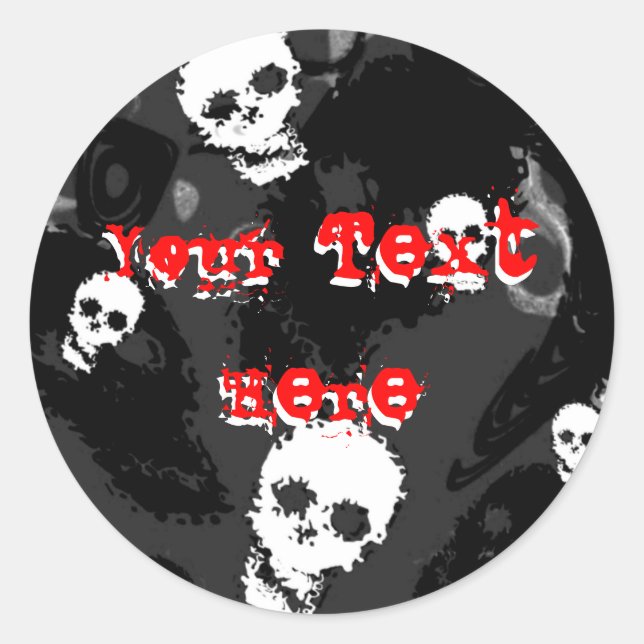 Étiquette "Your Text" de Skull Specters B&W (Devant)