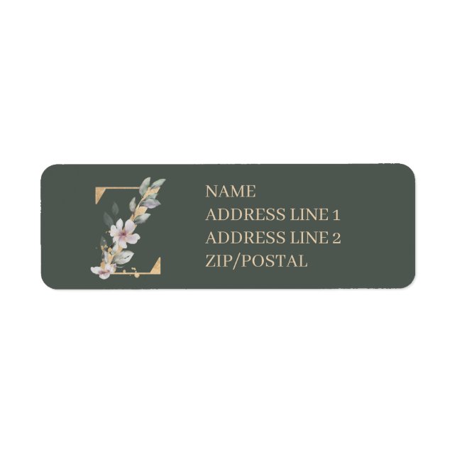 Étiquette Z Monogramme Floral Personnalisé (Devant)