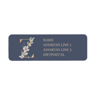 Étiquette Z Monogramme Floral Personnalisé
