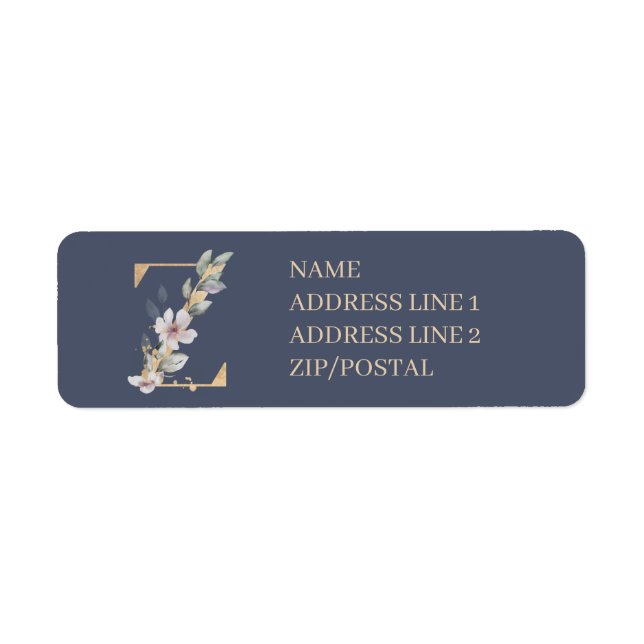 Étiquette Z Monogramme Floral Personnalisé (Devant)