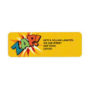 Étiquette ZAP Fun Retro Comic Book Pop Art Adresse