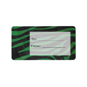 Étiquette Zebra Monogramme noir et vert