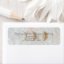 Étiquette Zodiac Moon Ice Blue Celestie Gold Adresse de reto