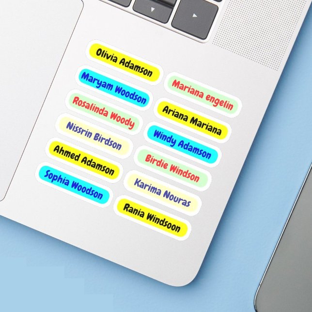 étiquettes 12 ID étanche longue | Stickers de nom (name sticker printing)