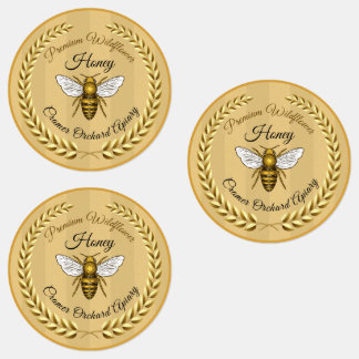 Étiquettes 30 Abeilles et Garland Ambre Striped Honey Jar Nou