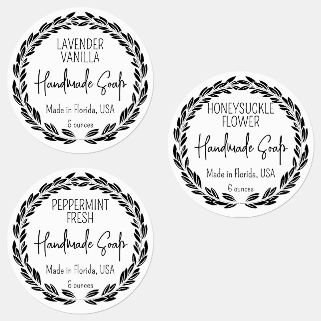 Étiquettes 3 conceptions Personnalisées Feuille moderne Bordu (Groupe)