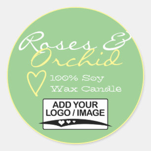 Étiquettes à bougie simple Mint Green avec Logo Pa