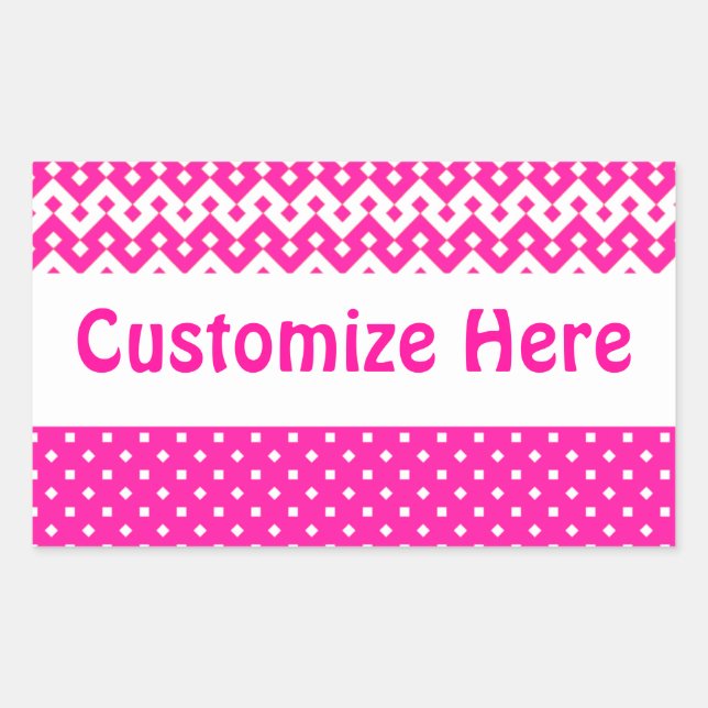 Étiquettes à Customiser, Candy Pink Motif géométri (Devant)