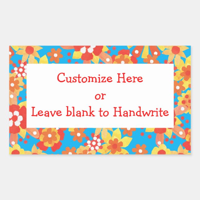 Étiquettes à Customiser, Ditsy Orange Floral (Devant)