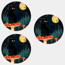 Étiquettes A Familiar Black Cat And Toadstools Halloween 3