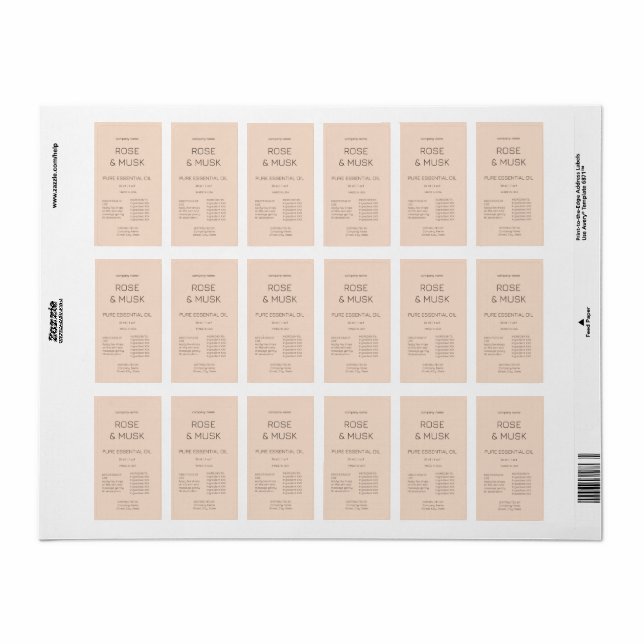 Étiquettes à l'huile cosmétique / Bouteille à gout (Feuille entière)