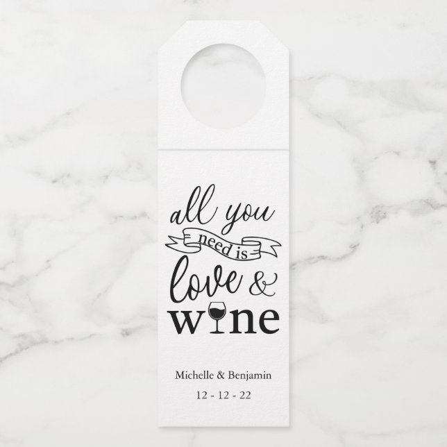 Étiquettes à suspendre pour l'amour et le vin, éti (Devant)