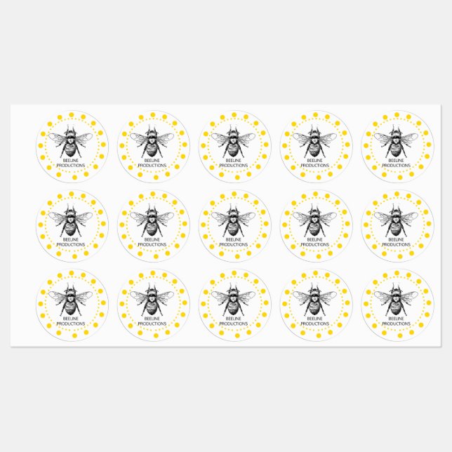 Étiquettes Abeille jaune mignonne (Feuille)
