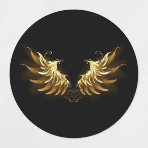 Étiquettes Ailes d'Ange d'or sur arrière - plan noir